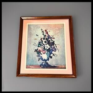 Vintage Floral Still Life Print • Cottagecore Framed Wall Art (15” x 13”)